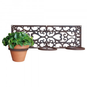 Suport de perete pentru 3 ghivece maro din metal 17x51 cm Lefara Esschert Design