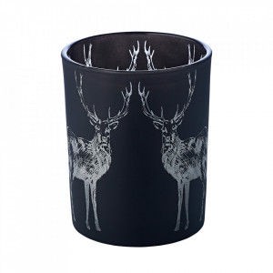 Suport lumanare negru din sticla 13 cm Deer Edzard