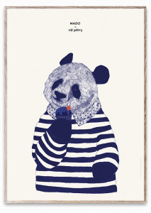 Tablou alb/albastru cu rama din lemn Coney Paper Collective