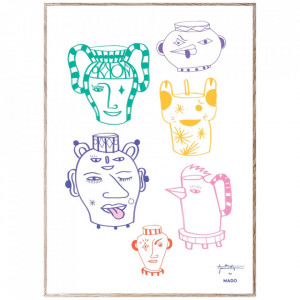 Tablou multicolor cu rama din lemn 50x70 cm Pots&Vases Multi Paper Collective