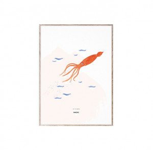 Tablou multicolor cu rama din lemn 50x70 cm Sid the Squid Paper Collective