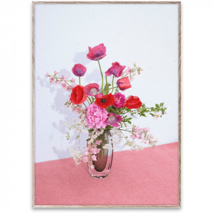 Tablou multicolor cu rama din lemn Blomst 04 / Pink Paper Collective