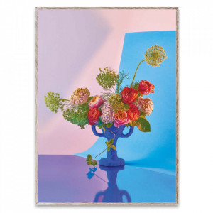 Tablou multicolor cu rama din lemn Bloom 02-Cyan Paper Collective