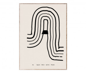 Tablou negru/crem cu rama din lemn 30x40 cm A-Alphabet Spaghetti Letter Paper Collective