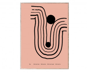 Tablou negru/portocaliu cu rama din lemn 30x40 cm U-Alphabet Spaghetti Letter Paper Collective