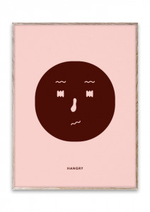 Tablou rosu/roz cu rama din lemn 30x40 cm Hangry Feeling Paper Collective
