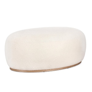 Taburet oval alb din textil 54x88 cm Blerina Boucle Bizzotto