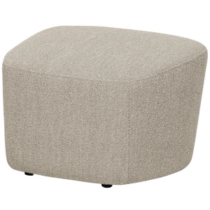 Taburet oval din textil crem deschis 48x62 cm Lofty Boucle Woood