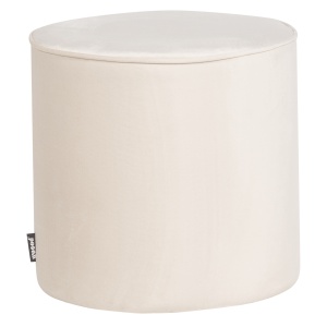 Taburet rotund alb antic din catifea 46 cm Sara Woood