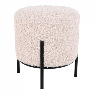 Taburet rotund alb/negru din poliester si otel 36 cm Alford House Nordic