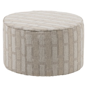 Taburet rotund crem din textil 60 cm Sarli Woood