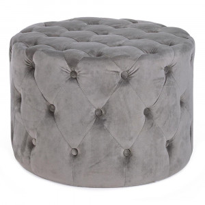 Taburet rotund gri din catifea 60 cm Lorella Bizzotto