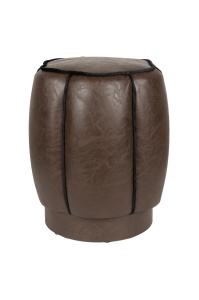 Taburet rotund maro inchis din piele ecologica 40 cm Donna Dutchbone