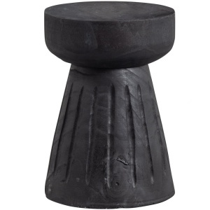 Taburet rotund negru din lemn 28 cm Borre Woood