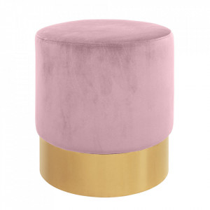 Taburet rotund roz/auriu din catifea 46 cm Ella Versmissen