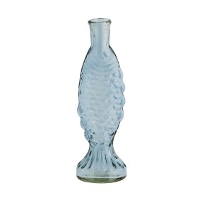 Vaza albastra din sticla 20 cm Fish Madam Stoltz