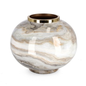 Vaza decorativa alb/gri din metal 25 cm Marsha Bizzotto