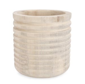 Vaza decorativa crem din lemn 25 cm Hashly Bizzotto