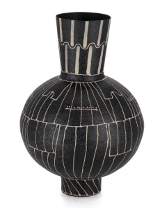 Vaza decorativa neagra din metal 33 cm Siva Bizzotto