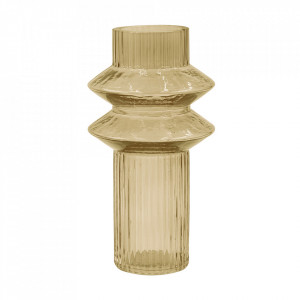 Vaza portocalie din sticla 21 cm Line Woood