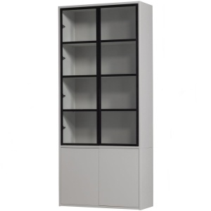 Vitrina gri din lemn 230 cm Basic Woood