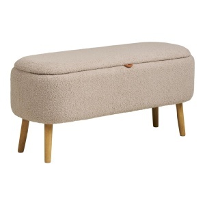 Bancheta bej din textil 95 cm Harlow Boucle House Nordic