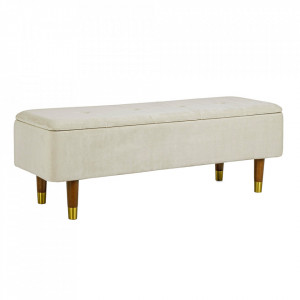 Bancheta crem din catifea 120 cm Kira Bizzotto