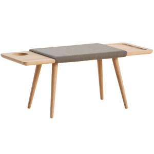 Bancheta maro/gri din textil 110 cm Baenk Woud