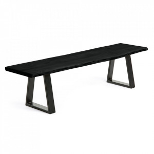 Bancheta neagra din lemn de salcam si otel 180 cm Alaia Kave Home
