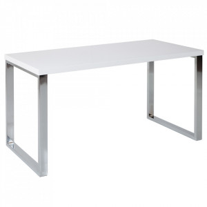Birou alb/argintiu din metal 60x120 Gloss The Home Collection