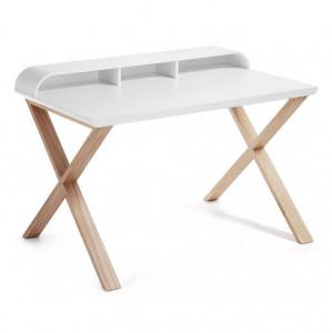 Birou alb din lemn de frasin si MDF 79x120 cm Working Kave Home