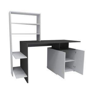 Birou cu etajera alb/gri antracit 60x146 cm Melis The Home Collection