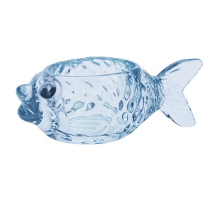 Bol decorativ albastru din sticla 7x15 cm Fishy Madam Stoltz