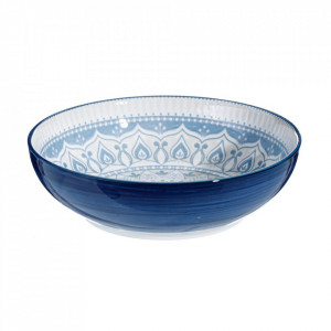 Bol pentru salata alb/albastru din portelan 25 cm Buckland Ixia