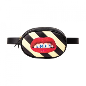 Borseta din piele ecologica multicolora Shit Striped Toiletpaper Seletti
