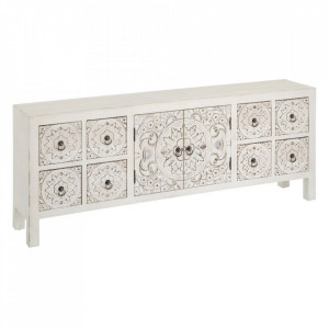 Bufet inferior alb din MDF si lemn de brad 130 cm Rozed The Home Collection