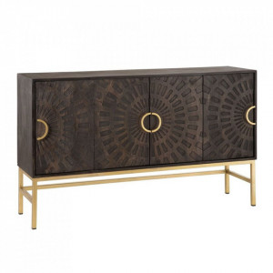Bufet inferior maro/auriu din lemn de mango si metal 152 cm Linden Denzzo