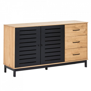 Bufet inferior maro/negru din lemn de pin si MDF 141 cm Alessia The Home Collection