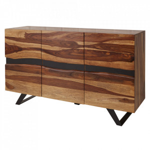 Bufet inferior maro/negru din lemn si metal 150 cm Amazon The Home Collection