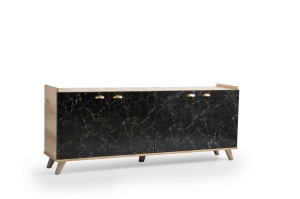 Bufet inferior maro stejar/negru 180 cm Sumer The Home Collection
