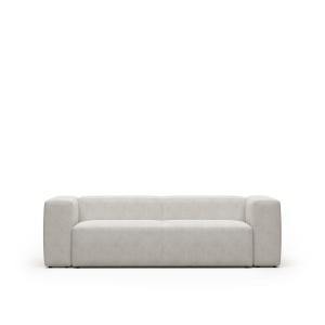 Canapea alba din textil pentru 3 persoane Blok Boucle FR Kave Home