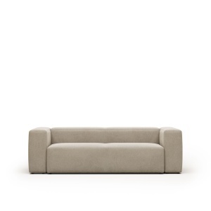 Canapea bej din textil pentru 3 persoane Blok Chenille FR Kave Home