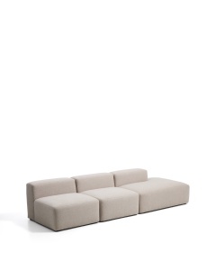 Canapea bej din textil pentru 3 persoane Blok Chenille Left Kave Home
