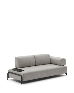 Canapea bej din textil pentru 3 persoane Compo Small Tray Kave Home