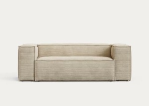 Canapea crem din textil pentru 2 persoane Blok Corduroy Kave Home