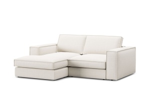 Canapea cu colt alba din textil pentru 2 persoane Pola Left Micadoni