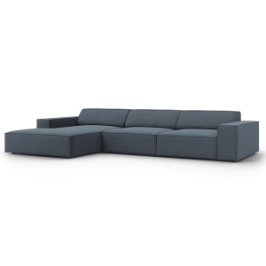 Canapea cu colt albastra din textil pentru 4 persoane Jodie Left Micadoni