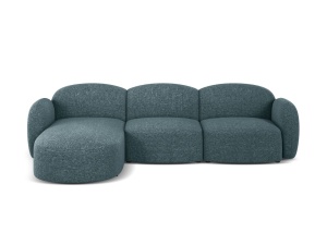 Canapea cu colt albastru deschis din textil pentru 4 persoane Blair Eden Left Micadoni
