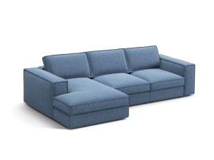 Canapea cu colt albastru inchis din textil pentru 3 persoane Pola Left Micadoni