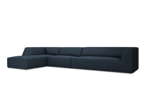 Canapea cu colt albastru navy din textil pentru 5 persoane Ruby Left Micadoni